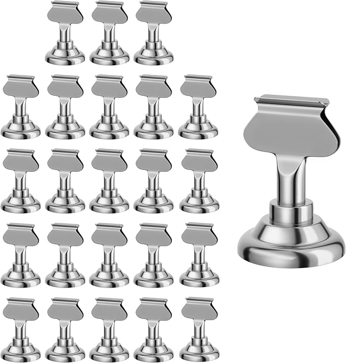 Urban Deco 24 Pieces Table Card Holder Place Card Holders 1.7 inches Gold Steel Card Holders for Photos, Food Signs, Memo Notes, Weddings, Restaurants, Birthday(Silver 24PK)