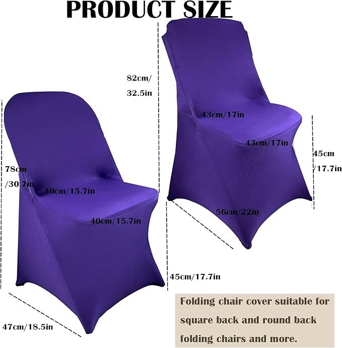 40PCS Stretch Spandex Folding Waterproof Chair Covers,Universal Fitted Chair Cover Protector for Wedding Party Banquet Holidays Celebration Decoration(Purple)