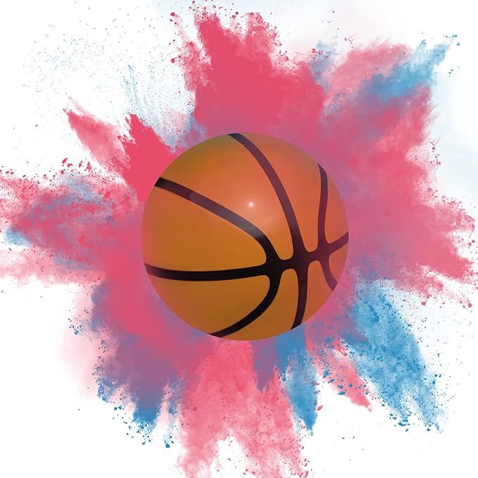 POPUPARTY Gender Reveal Basketball with Pink & Blue Powder, for Baby Boy or Girl Gender Reveal, Party Supplies
