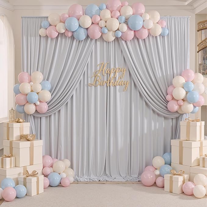 30ft x 10ft Wrinkle Free Silver Backdrop Curtain for Parties, Thick Fabric Backdrop Drapes for Wedding Space Birthday Party Photography Background Baby Shower Decor