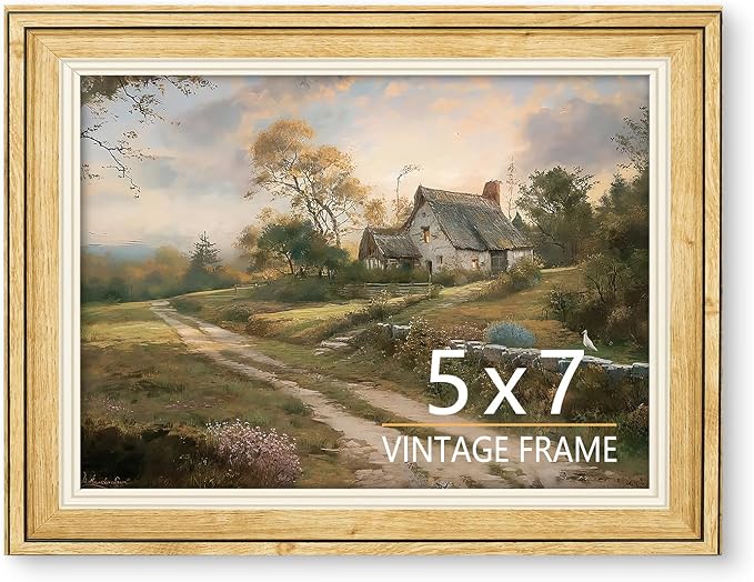 5x7 Picture Frame, Rustic Wood Style - Wall Mounting Horizontal and Vertical Display 4x6 Picture with Mat or 5 x 7 Poster without Mat for Living Room, Bedroom, Office Décor