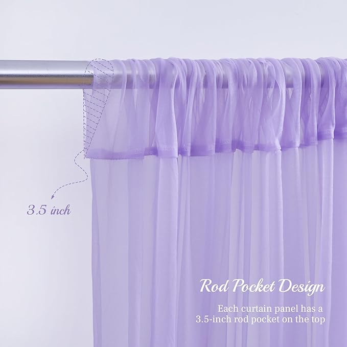 10x10ft Purple Tulle Backdrop Curtain with Lights String for Parites, Sheer Photo Backdrop Curtains for Wedding Baby Shower Birthday Party Photo Shoot Decorations