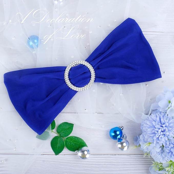 Spandex Chair Sashes Bows - Babenest 30PCS Premium Stretch Chair Cover Band with Buckle Slider Universal Elastic Chair Ties for Wedding Party Ceremony Reception Banquet Decoration (Royal Bule)