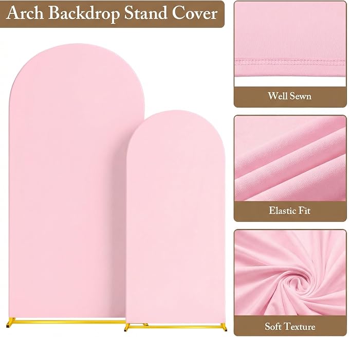 Toolterritary Metal Arch Backdrop Stand and Cover Set, 8FT, 7.2FT Party Backdrop, Easy to Assemble, Backdrop Stand for Parties, Birthday, Baby Shower