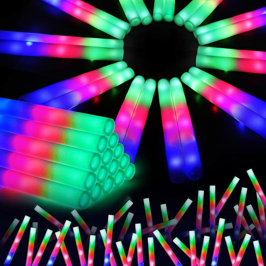 SHQDD 210 PCS Foam Glow Sticks with 3 Modes Colorful Flashing, Glow in Dark Party Supplies, Bulk for Wedding, Raves, Concert, Halloween, 4th of July