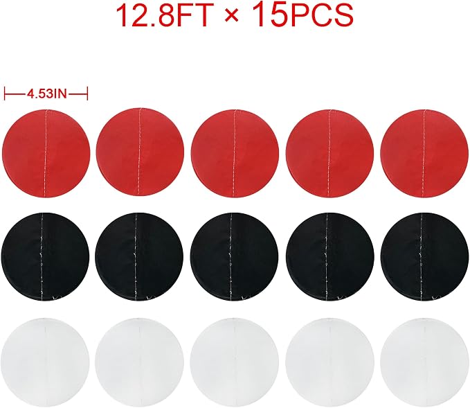 192Ft Red Black White Party Decorations Big Circle Dots Backdrop Streamer Garland for Graduation Birthday Bachelorette Engagement Baby Shower Wedding Las Vegas Casino Poker Pirate Party Supplies