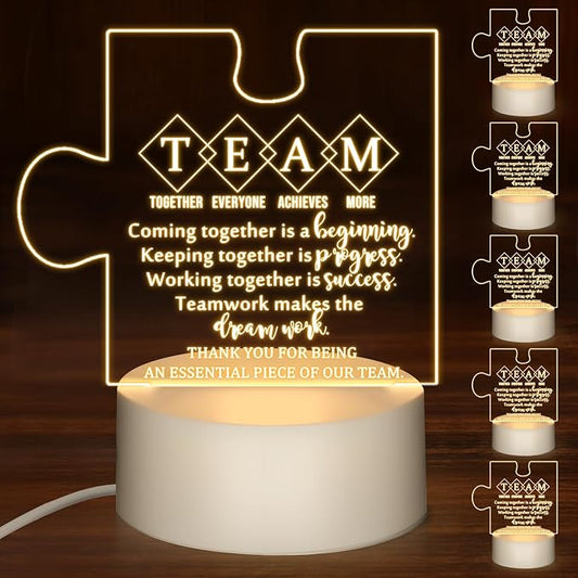 Sumind 20 Pcs Team Appreciation Gifts Bulk for Teacher Acrylic LED Night Light Lamp Inspirational Thank You Gifts for Teacher Women Office Staff Nurse Volunteer Cheerleader Employee Coworker