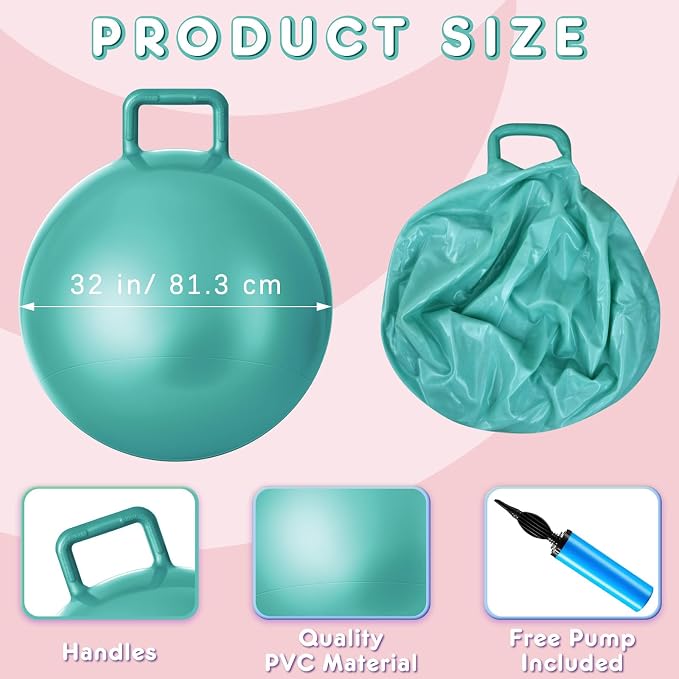 Lewtemi 6 Pcs Hopper Ball for Adults 32 Inch Jumping Hopping Inflatable Bouncing Ball with Handle and Air Pump for Indoor Outdoor Games Sport Exercise Fun Easter Basket Stuffers Gifts (Boho Color)