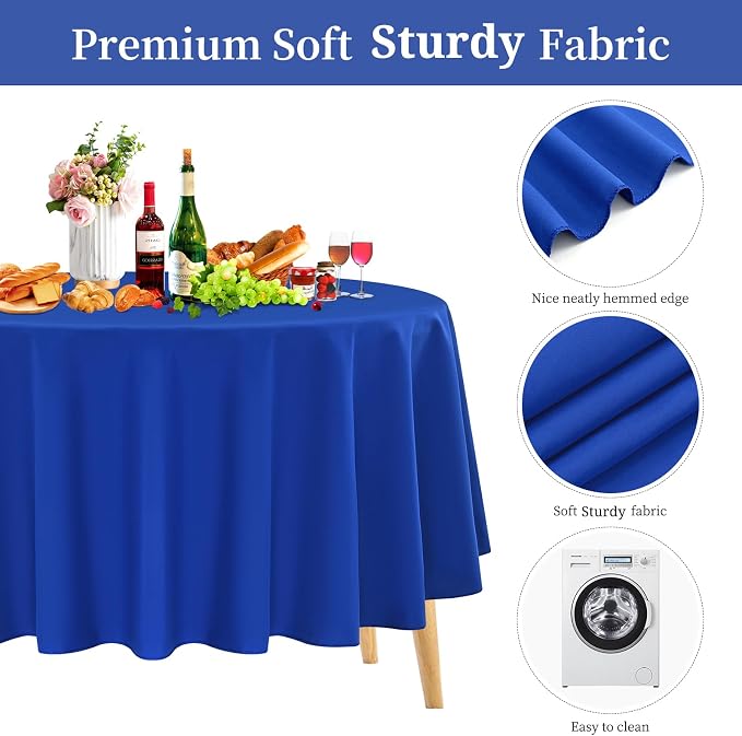 Pesonlook 12 Pack Round Tablecloth 90inch-Royal Blue Washable Fabric Polyester Round Table Cloths for Wedding/Party/Banquet/Dining/Buffet Table