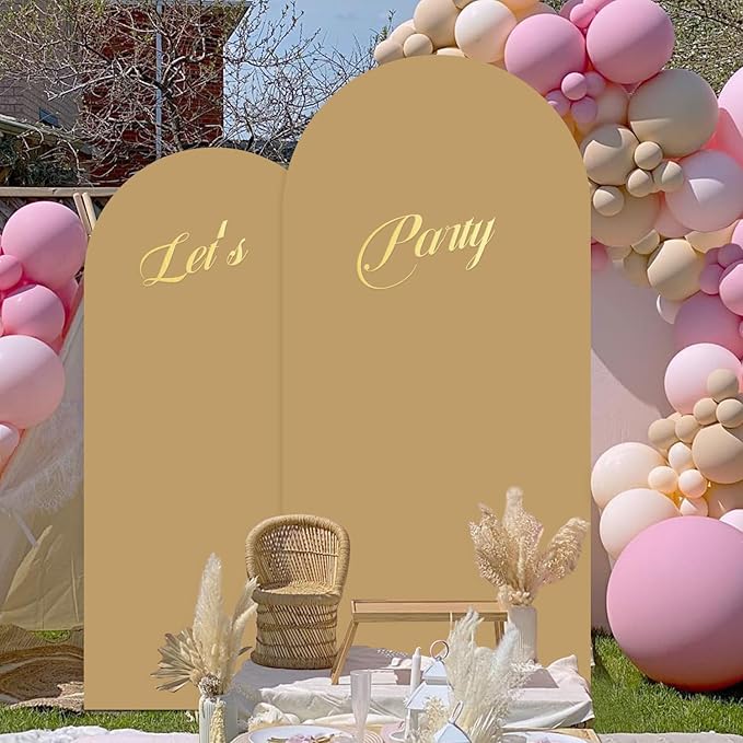 Brown Arch Cover Set of 2 Spandex Fitted Arch Stand Cover 7.2FT 6FT Wedding Arch Backdrop Stands Cover Chiara Arch Frame Cover Backdrop Fabric for Birthday Party Baby Shower Arch Decoration