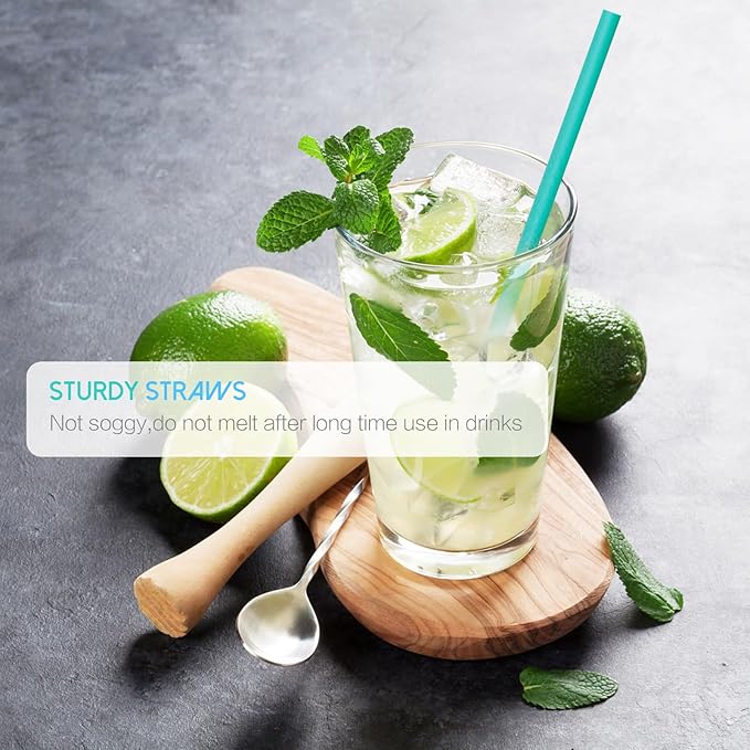 5.75" Short Cocktail Straws Plastic-Free,Colorful Disposable Drinking Straws 200pcs,Plant-Based Stylish Party Straws,A Plasticless Sturdy Drinking Straws for Hot and Cold Drinks Not Foggy