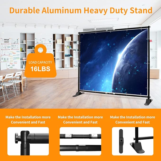 FUDESY 10 x 8ft Backdrop Banner Stand, Heavy Duty Adjustable Photo Background Stand Kit with Carrying Bag, Step and Repeat Frame Stand for Parties Wedding Trade Show Photo Booth Display