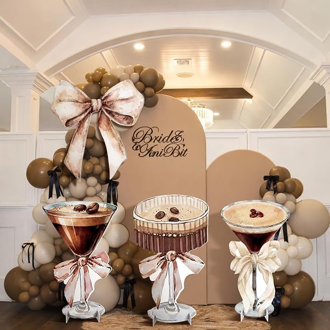 4 Pcs A Tini Bit Older Cardboard Cutout Espresso Martini Bow Birthday Party Decoration Martini Coffee Cardboard Cutout for Bar Women Girls Bachelorette Night Photo Backdrop Bridal Shower