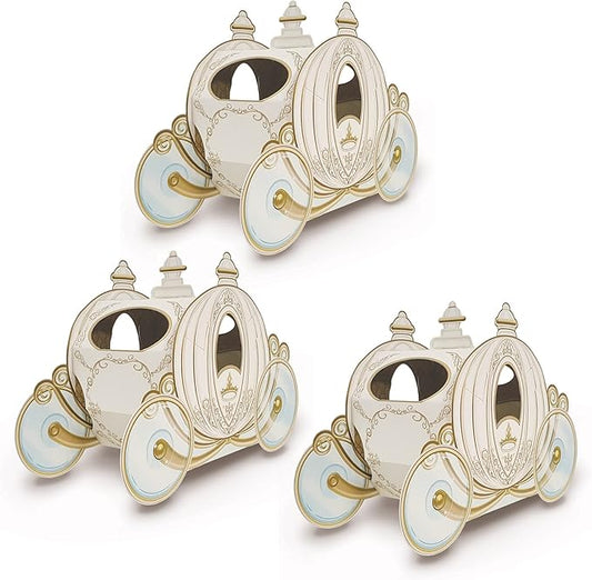 Beistle 3-D Carriage Centerpieces, 11" x 7.5", Set of 3 - Princess Table Decorations, Royal Themed Birthday Party Supplies