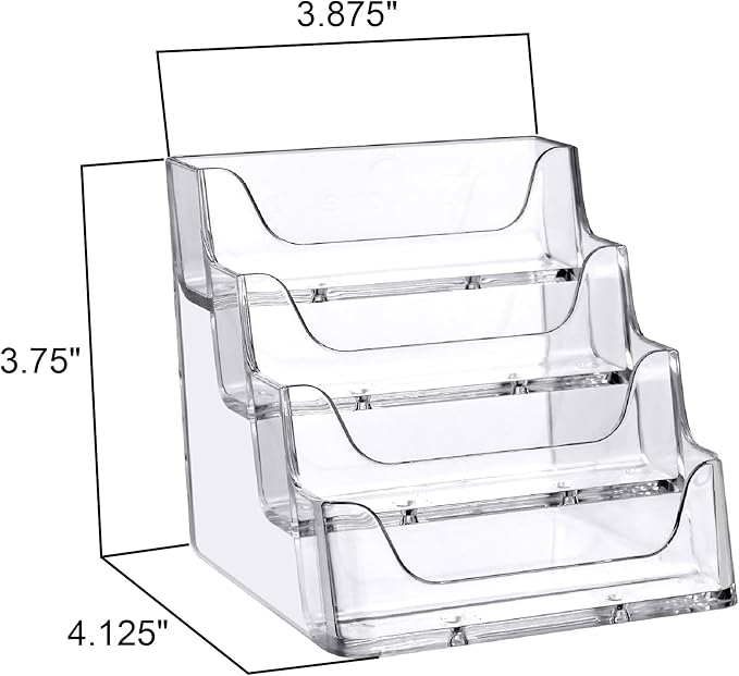 Amazing Abby Acrylic Business Card Holder (2-Pack), Plastic 4-Tier Desktop Card Display, Professional Multi-Slot Stand Organizer, Great for Office, Reception, Trade Shows, and More