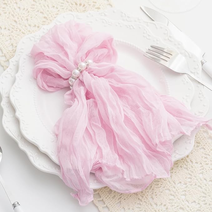 60 Pack Light Pink Cloth Napkins 21x21 Inches Light Pink Cheesecloth Napkins Set of 60 Washable Dinner Table Napkins for Wedding Summer Bridal Baby Shower Rustic Boho Cotton Gauze Party Table Decor