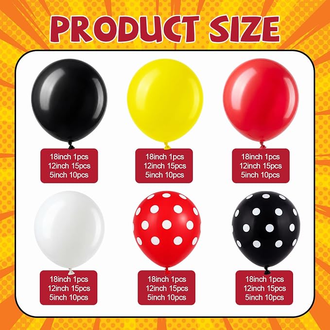 146 Pcs Cartoon Mouse Arch Backdrop Cover Cylinder Stand Covers balloons set for party Photo Props 7.2 feet Polka Round Backdrop Covers for Birthday Baby Shower Ceremony Party Decor