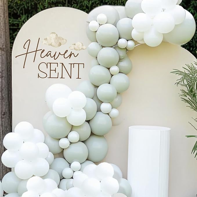 Heaven Sent Baby Shower Decorations - Heaven Sent Sign, Cloud Decal for Balloon Arch Backdrop, Gender Reveal Decorations Sticker, Brown First Birthday Decoration for Girl, 1St Party Supplies for Girl