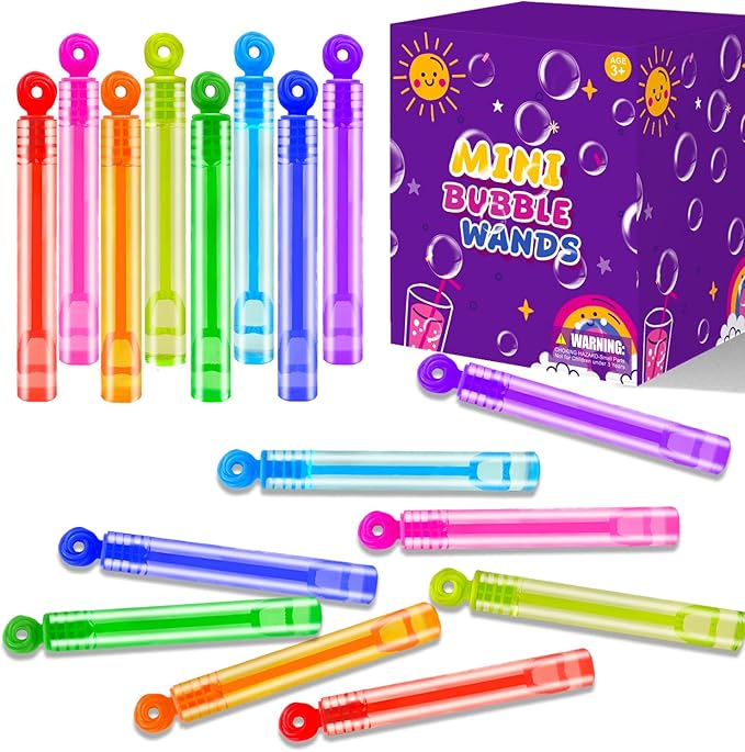 Bulk Neon Mini Bubbles Party Favors for Kids 100 Pack, Small Non Candy Treat Goodie Bag Stuffer Toys Gifts Bulk for Toddler, End of Year School Classroom Carnival Prize for Fourth of July Parade Throw
