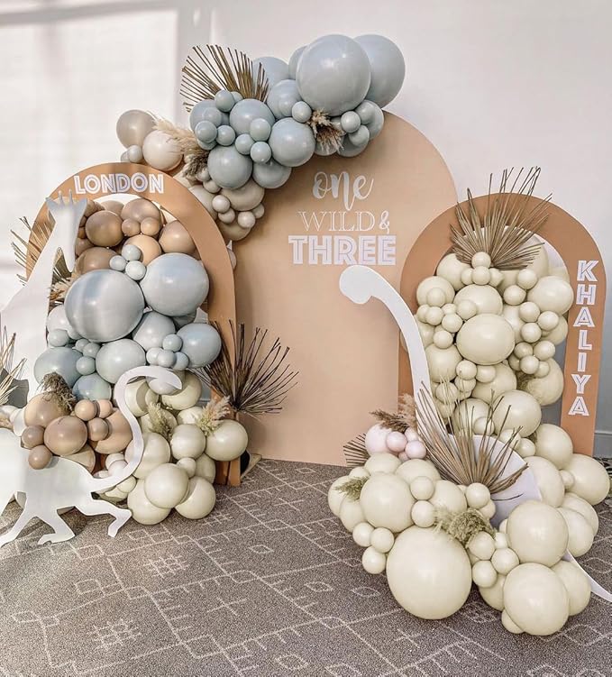 Double Stuffed White Sand Balloons Different Sizes 18In 12In 5In Light Grey Pastel Balloon Garland Kit Off White Balloon Arch For Birthday Baby Shower Bridal Wedding Neutral Boho Theme Party