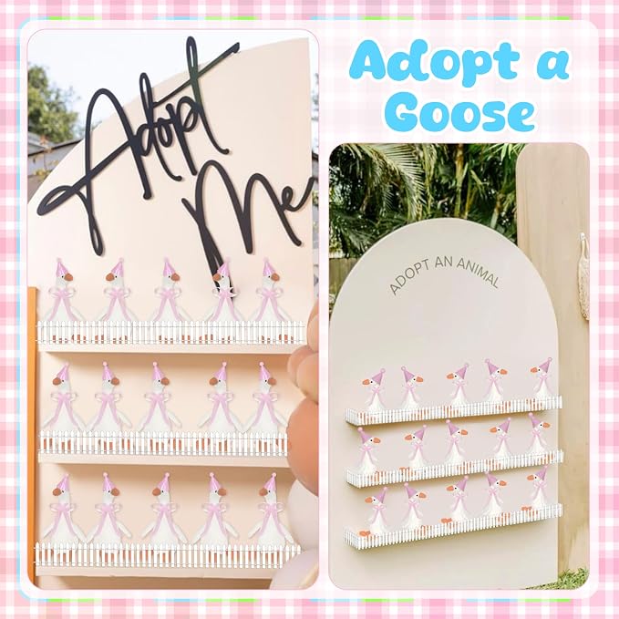 39 Pcs Adopt a Silly Goose Party Favor Include 12 Silly Goose Stuffed Animal 12 Mini Hat 12 Adoption Card 1 Adoption Sign 1 Ribbon 1 Fence for One Silly Goose Baby Shower Party 1st Birthday Decoration