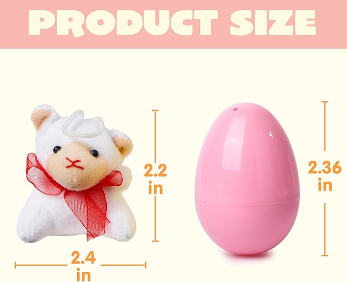 JOYIN 24 Pack Prefilled Easter Eggs of Mini Stuffed Animal Plush Toys Baster Stuffer Filler for Kids Easter Egg Hunt Game, Classroom Prize Supplies