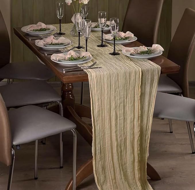12Pack Beige Table Runner 10Ft Cheesecloth Table Runner Boho Gauze Table Runners Long Cheese Cloth Table Runners for Wedding Party Bridal Shower Thanksgiving Christmas