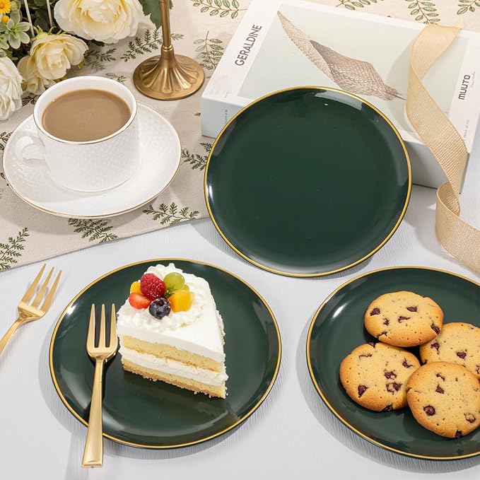 Festiva 200Pcs Green Dessert Plates 6.3" with Plastic Forks 5"- Small Disposable Plates- Dessert/Cake/Appetizer Plastic Plates include 100Plates 100Forks for Birthday Party&St.Patrick's Day& Easter