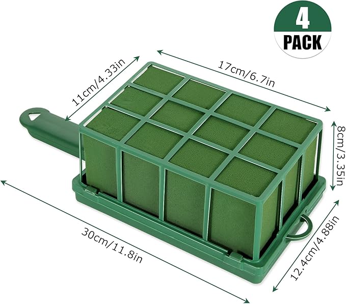 4 PCS Floral Foam Cage - 12x4.8x3.3in Foam Cage for Flower Arrangements - Egg Bouquet Floral Cage Flower Holder Wet Foam for Arch, Fresh Flowers, Artificial Flower