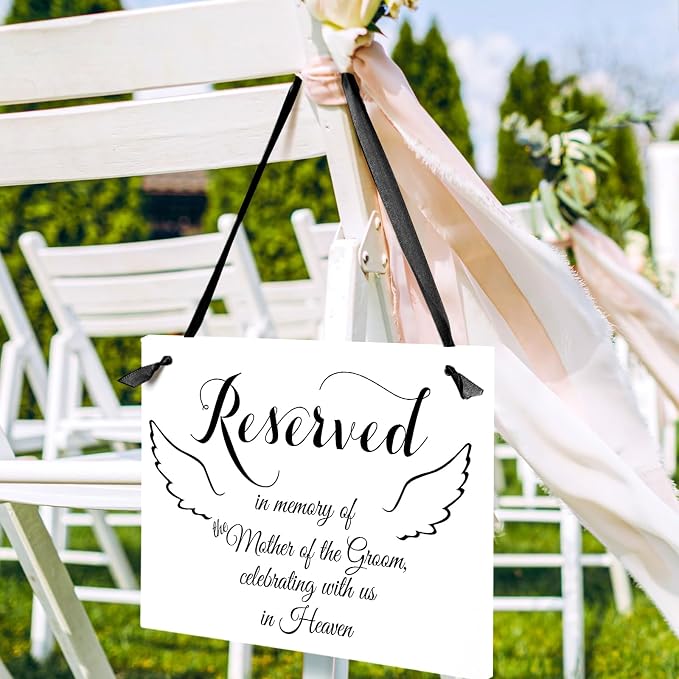 Reserved Seating & Memorial Wedding Signs – In Memory Of Ceremony-Reception Signage, Ring Security, Here Comes the Bride & Seating Chart Decor