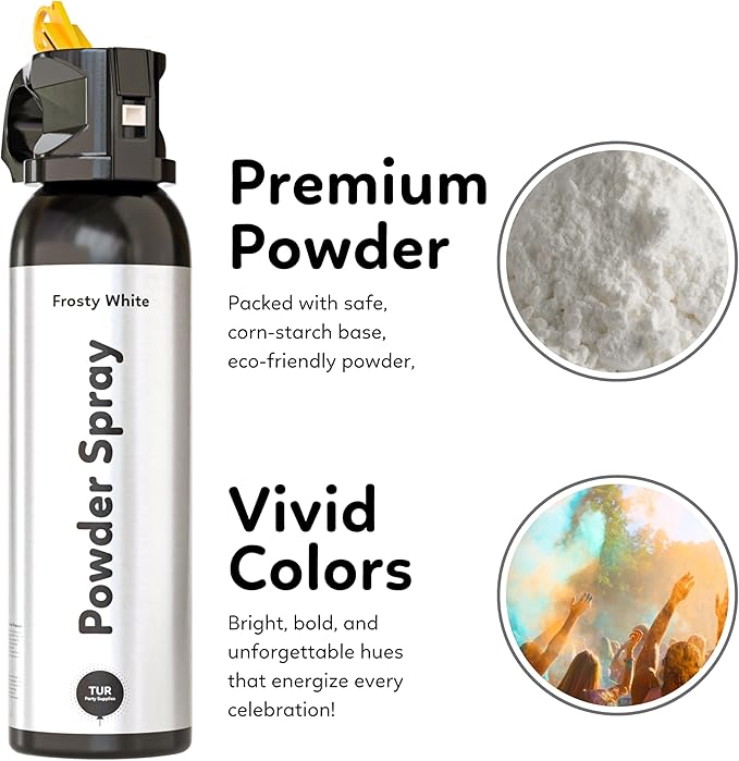 White Smoke Bomb Powder Cannon Gender Reveal Fire Extinguisher Biodegradable| Launches 25ft | 10 Second Spray | Holi Color Decorations for Photoshoots, Festivals, Celebrations | TUR Party Supplies