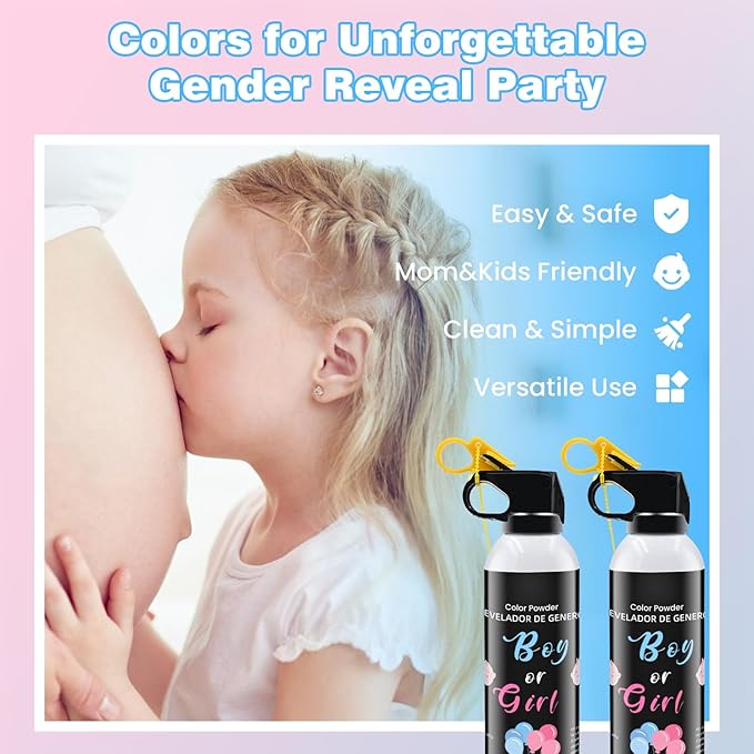 Gender Reveal Fire Extinguisher 2 Pack Boy or Girl Extinguishers for Baby Reveal - Gender Reveal Decorations Smoke with Power for Party - Blue Pink Smoke Color Powder for Reveal Party Ideas Color Run