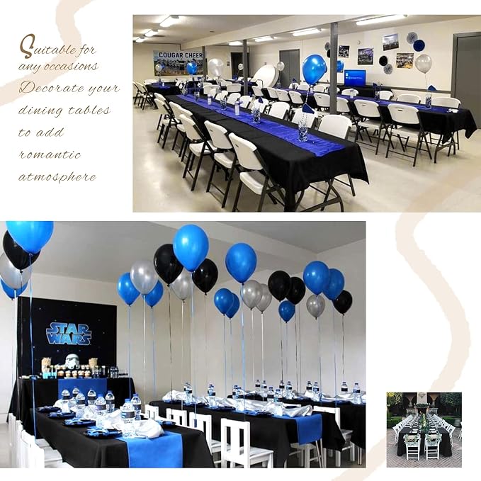 Showgeous 8 Pack Black Rectangle Tablecloth, 60 x 102 Inch, Wrinkle Resistant, Washable Polyester, Perfect for 6ft Table, Weddings, Parties, Camping