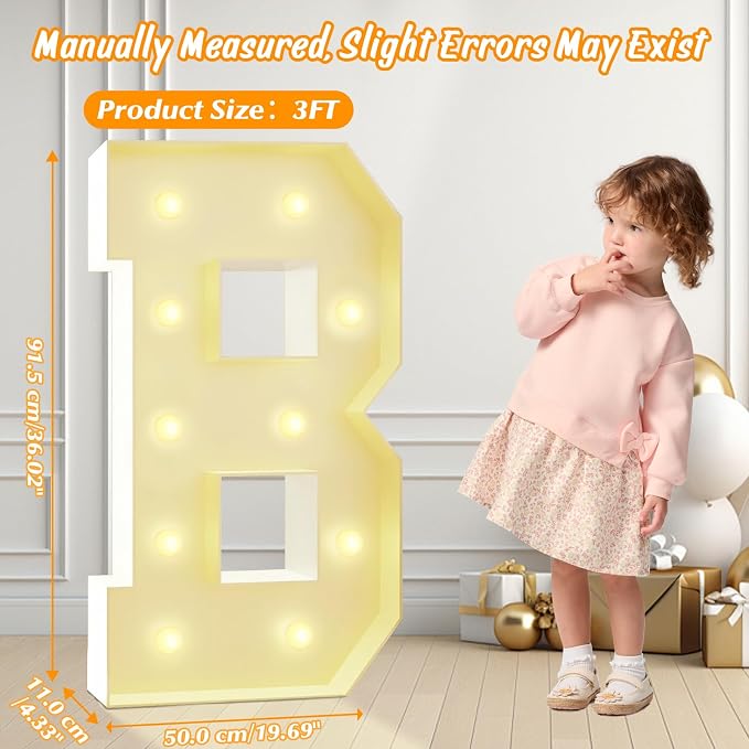 3FT Marquee Numbers 1, Large with Pre-Cut Foam Board Set, Easy-Install Reusable for Party Decoration, Birthdays, Weddings, Graduations, Baby Anniversaries