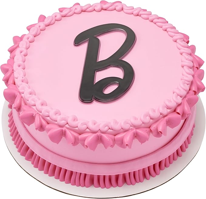 Barbie Cake Toppers | 2 Pack | Large Barbie B and Silhouette Cake Decorations, Pink and Black Ready To Use Toppers, Food Safe