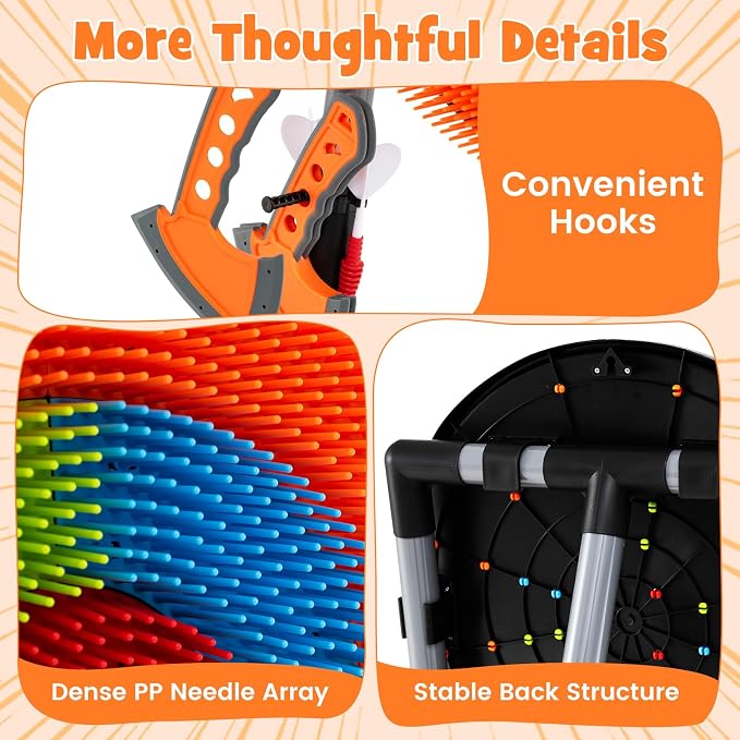 Costzon Axe Throwing Target Game for Backyard, 4 in 1 Kids Throwing Game w/5 Arrows, 3 Throwing Axes, 3 Ninja Darts, 3 Darts, Bristle Target & a Bow -Boys & Girls Indoor Outdoor Carnival Game Gifts