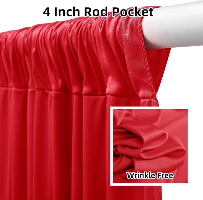10ftx12ft Red Backdrop Curtains for Wedding-Wrinkle Free Backdrops Curtain Drapes Fabric Decorations Photo Back Drop Cloth for Baby Shower Photography 2Panels 12ft(H) x 5ft(W)