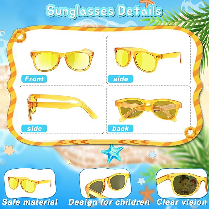 GKTZ Kids Sunglasses Party Favors - Boys Girls Age 3-8 Birthday Goodie Bags Stuffers, Neon Sunglasses Bulk with UV 400 Protection for Kids Classroom Favors - 24 Packs