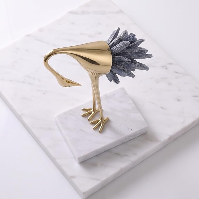 suruim Gold Decor Accents,Brass Birds Statues Gold Home Decor Modern Crystal Decor Ornaments for Living Room, Bedroom, Office Desktop, Cabinets (Blue C)