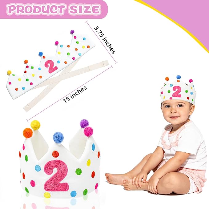 Personalized Hand Embroidered Birthday Hats Unique Happy Birthday Crowns Cute Party Hat for Boy Girl Fit All Ages