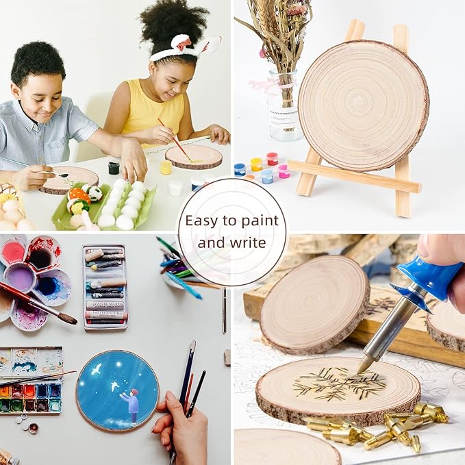 Maputune 8 Pcs 7-8 in Large Unfinished Wood Slices for Centerpieces, Natural Rustic Wooden Plate for DIY Craft, Round Wood Chips for Signage Painting Wedding Party Christmas Decor