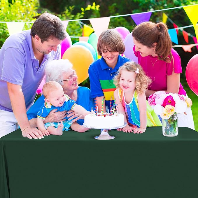 6 Pack Tablecloth 60 x102 inch Polyester Table Cloth for 6 Foot Rectangle Tables,Stain and Wrinkle Resistant Washable Fabric Table Covers Polyester Hunter Green Table Clothes for Wedding,Party,Banquet