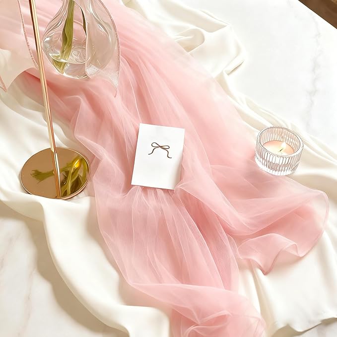 Premium Shimmery Sheer Chiffon Table Runner 35x120 Inches 12 Pack Bulk for Birthday Party Bulk Dining Table Decor