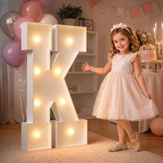 imprsv Marquee Light Up Letters, 3FT Marquee Letters for Birthday Baby Shower Wedding Decorations Light Up Letters for Engagement Party Decor, Large Marquee Letters for Party Decorations, Letter K