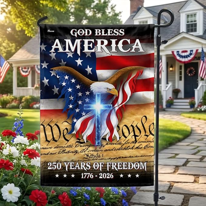 FLAGWIX American 250 Years Patriotic Eagle Flag - Polyester Double-sided Yard Flags For Outside House Flag (29.5" x 39.5") - 4th of July Decorations for Yard Garden Decor Banner, Gifts For Men Women