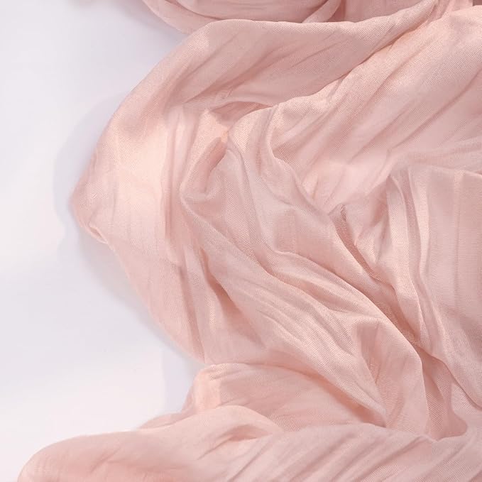 DeZerlor Pink Cheesecloth Table Runner 12 Pack Spring Easter Table Runners Boho Gauze 120 Inches Light Pink Cheese Cloth Table Decor for Wedding Bridal Baby Shower Parties