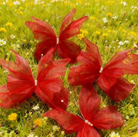 4 PCS Giant Artificial Butterfly Party Decorations 19.6inch 3D Silk Butterfly Hanging Wall Decorations for Baby Shower Decor Girls Women Birthday Party Wedding Homes Supplies (Red（4PCS）)