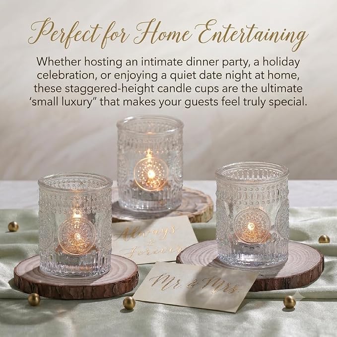 30 Pcs Clear Votive Candle Holders for Wedding, Glass Tea Lights Holder, | Ideal for wedding centerpieces. Fits standard tea lights, small votive candles for versatile decorating.