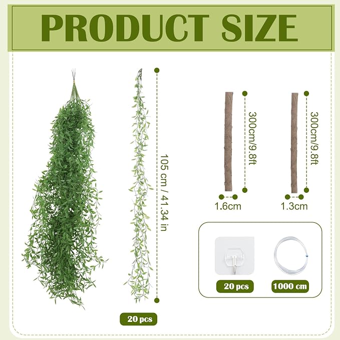 Bucherry Jungle Theme Decoration Set, 16.5ft Artificial Hanging Willow Vines Greenery for Classroom, Woodland Forest Rainforest Safari Party, Enchanted Indoor Outdoor Home Garden Wall DIY Decor