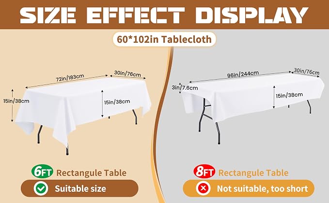 8 Packs Red Rectangle Tablecloth - 60 x 102 Inch, Premium Polyester Table Cloth for 6 Foot Rectangle Tables, Washable Fabric Table Covers for Wedding, Party, Banquet, Dining